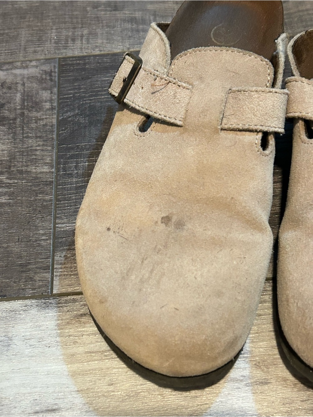 White Mountain Beige Suede Slip-On Clogs - Picture 3 of 4